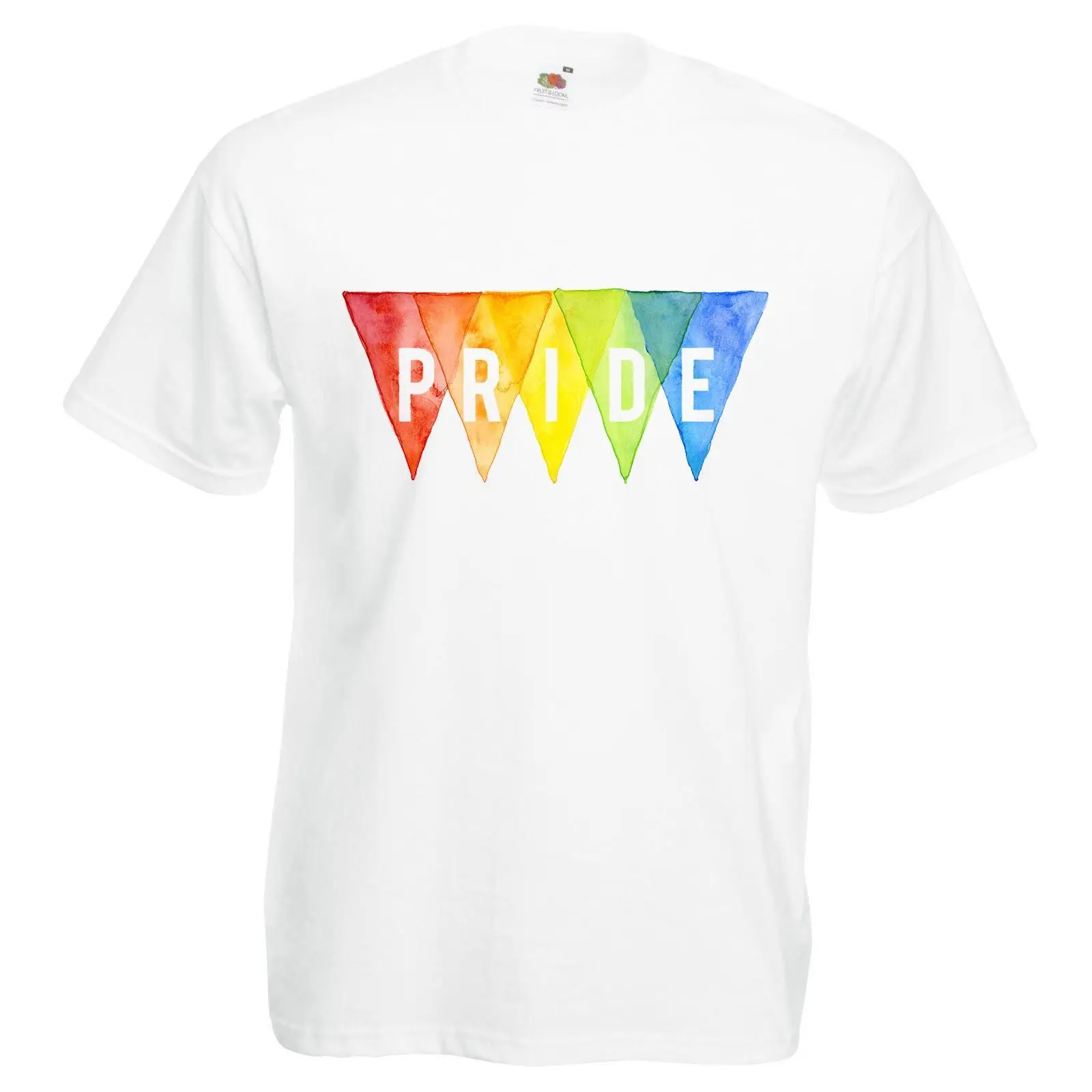 

New 2019 Summer Style T-Shirt Print Tee Shirt for Male White Lgbt Gay Pride T-Shirt Watrcolour Rainbow Flags Top Custom Tees