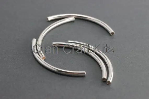 

300pcs big Silver Curved Tubes 50mm*3mm Silver Curved Bar Bead - Silver Plated Tube Bead - Thin Tube Bar Beads copper YO324