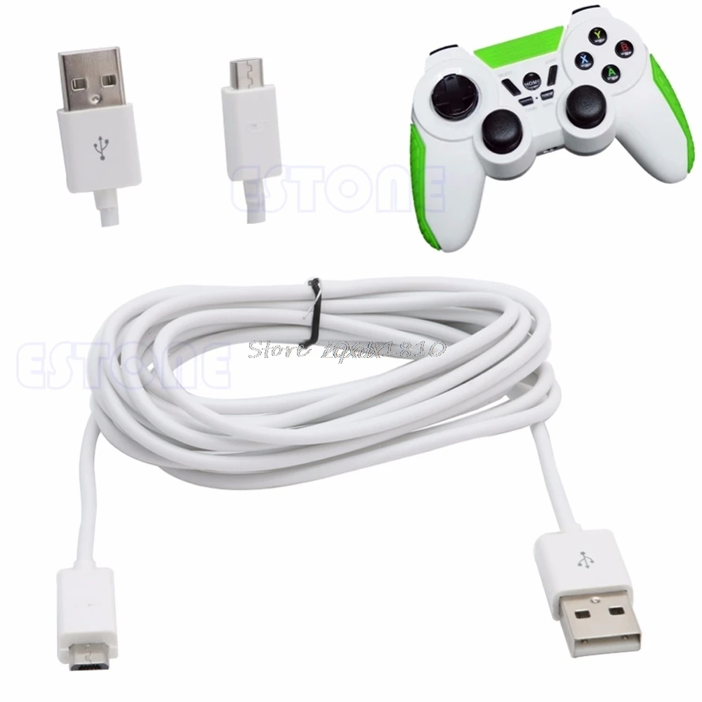 

USB 10FT 3M Micro Power Charging Cable Cord For PS4 Xbox One Controller White