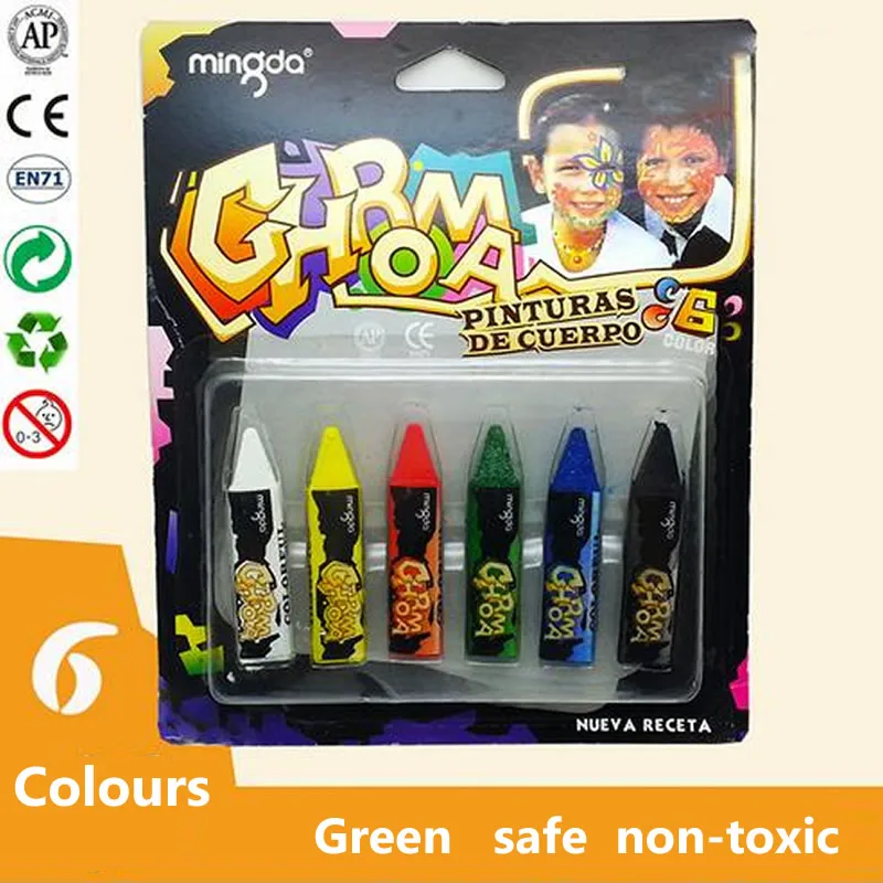 Artoys Dazzling Toys Colored Face Paint Crayon Sticks 6 colors 100