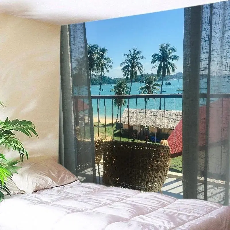 Декорации гобелен с морской тематикой окна настенные гобелены покрывало домашнее одеяло Декор диван