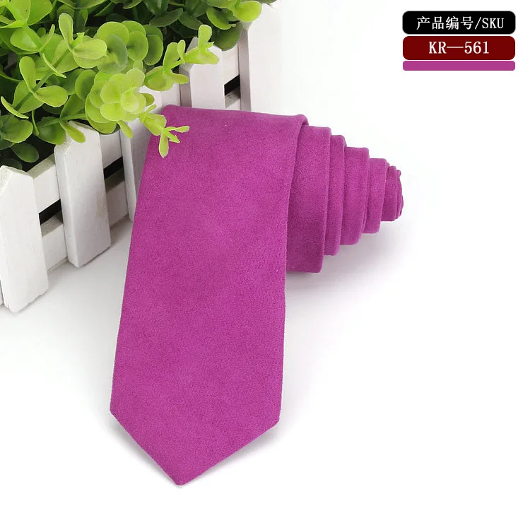 Новая мода твердые микро замшевый галстук для жениха Кожаный Галстук мужской плед - Цвет: KR561