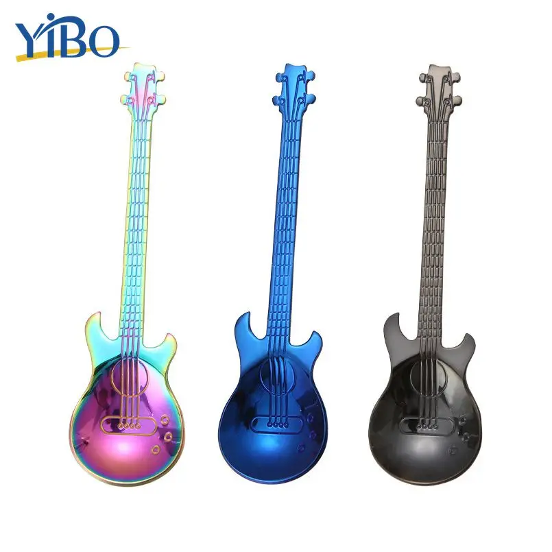 

1PC Stainless Steel Coffee Spoon Creative Guitar Design Dessert Sugar Spice Spoon Tea scoop Cute Cutlery Kitchen Dinnerware