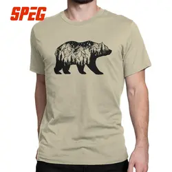 Для мужчин Wanderlust футболка с медведем Досуг О образным вырезом одежда с короткими рукавами очищенный хлопок Футболка повседневное футболки