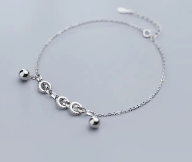 1p настоящий. 925 пробы серебряные ювелирные изделия счастливый круг с цирконием& мяч круглый цепь/браслет GTLS856 - Цвет: chain bracelet