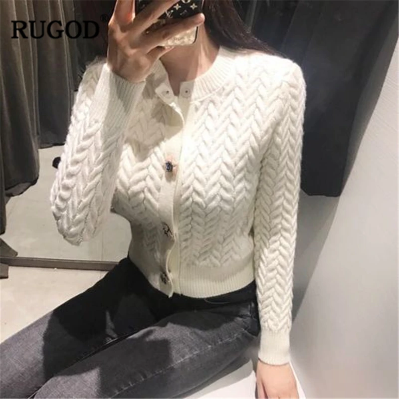 RUGOD Модный женский кардиган, Повседневный, длинный рукав, женский свитер, элегантные женские топы, теплая зимняя одежда, свитера, мода для женщин