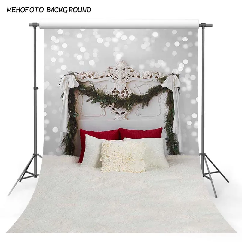 

Christmas Decor Vinyl Photography Background Plants Headboard Bed Indoor Theme Children Backdrops for Photo Studio S-3047