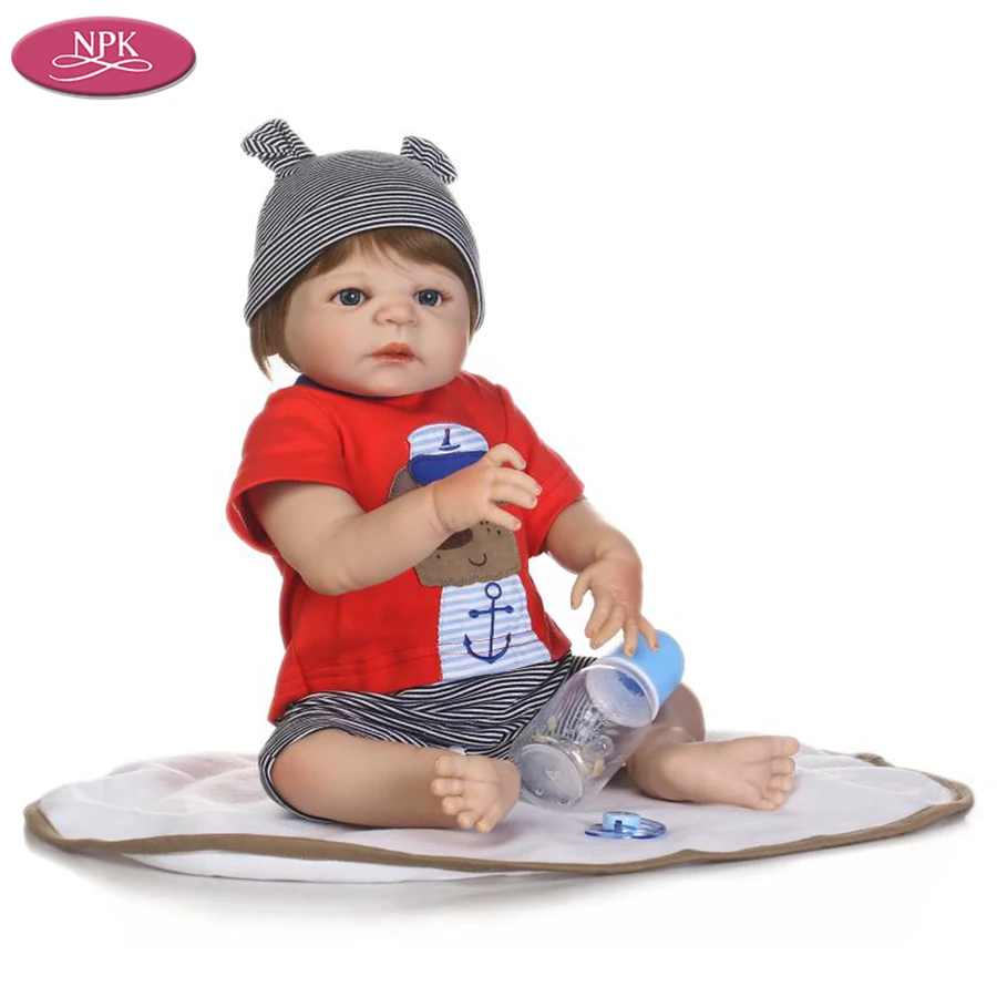 NPK Reborn Baby Doll Realisitc детские куклы для мальчиков 23 дюйма 57 см полностью винил силикон