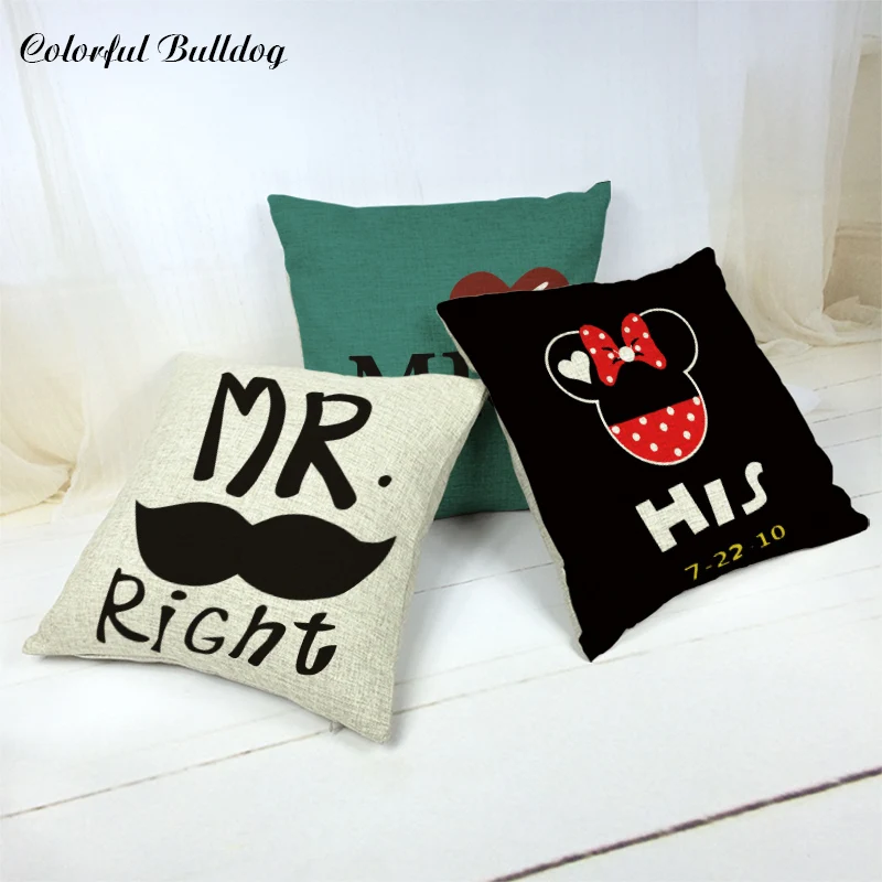 

Valentine's Day Series Cartoon Mickey Mouse Cushion Cover Red Lip Letter Cupid's Arrow Love Home Sofa Car Decoration Pillowcases
