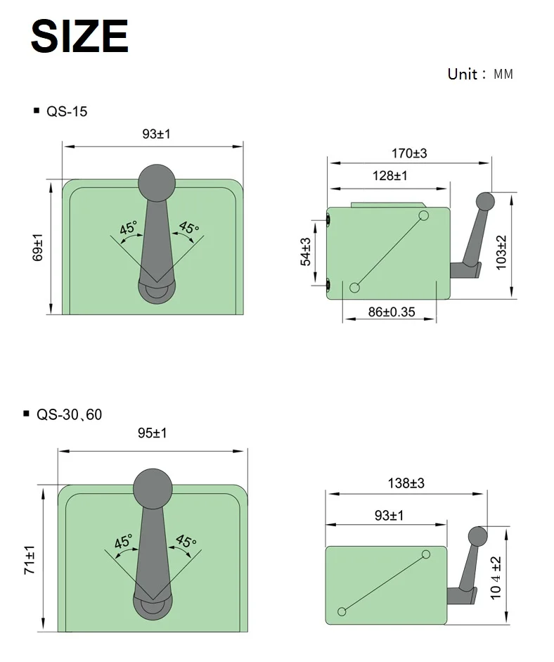Drum Switch Forward//Off//Reverse Motor Control Rain-Proof Reversing QS-15A 380V