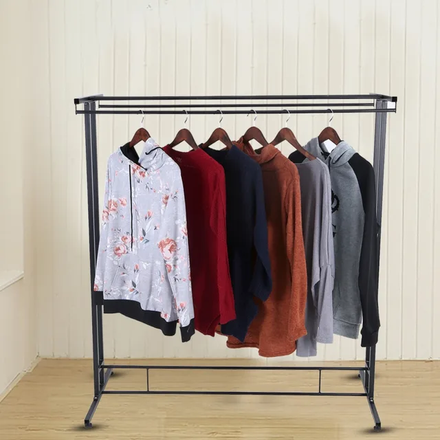 Durable Metal Double Rods Home Garment Rack Storage Organizer Coat Hanger Decor