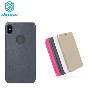 

10pcs Wholesale NILLKIN Sparkle Leather Case for Apple iphone XS Max PU leather flip cover for iphone 6.5 With Retail Package