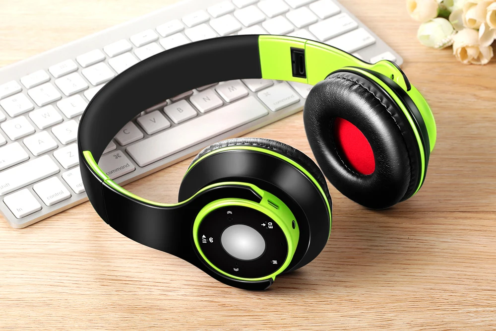 Free Shipping Colorful Stereo Audio Mp3 Bluetooth Headset Wireless Headphones Earphone Support SD Card with Mic Play 20 Hours