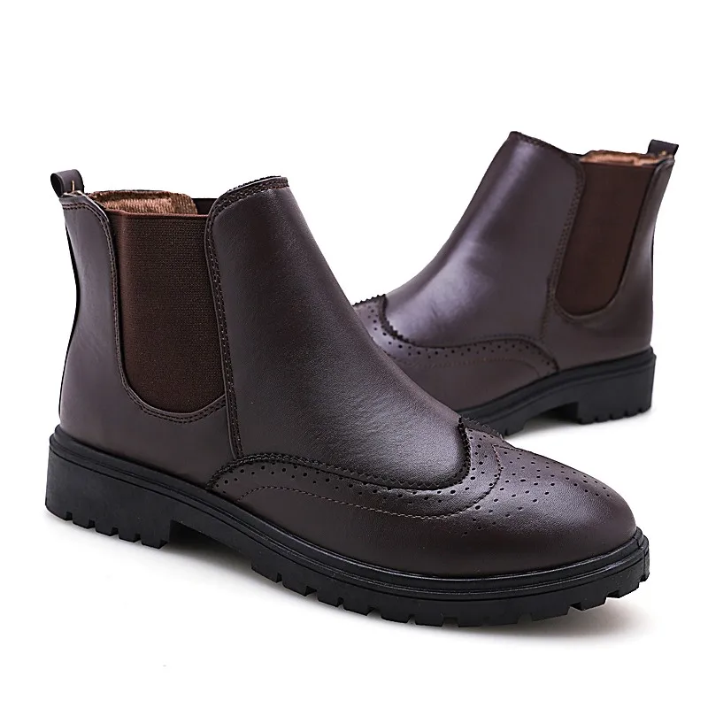 YEINSHAARS/мужские ботинки «Челси» в британском стиле; элегантные мужские Ботильоны без застежки; модная повседневная обувь из искусственной кожи; Мужская обувь; размеры 39-44