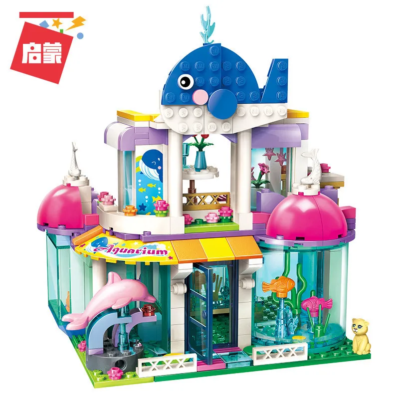 

Blue Whale Aquarium Sets kits 327 pcs Compatible with lego in building Blocks girl friends Series Model Brick Toys For Children