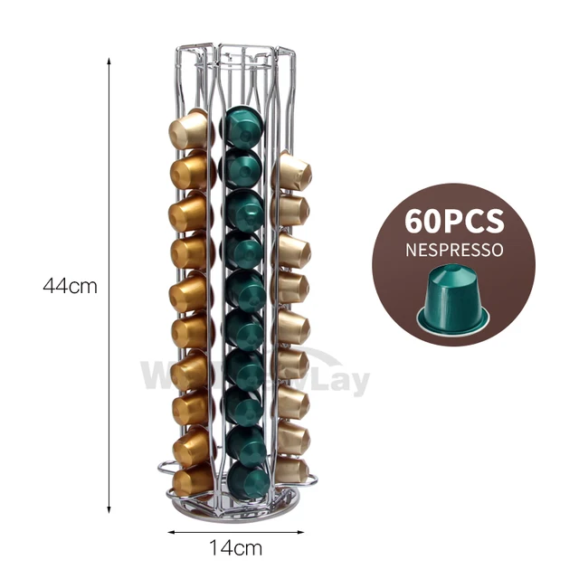 Best Price 60 Capsules Nespresso Coffee Pod Holder Revolving Rotating Tower Rotate Stand Storage Rack Suit For Nespresso