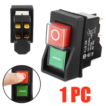 

1pc Waterproof magnetic 250V 16A On Off Switch IP55 KLD28 4 Pin Start Stop On Off Switch 54*30*55mm Fit for Workshop Machines