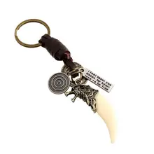 Accessories SteamPunk Keychain Fashion Resin Wolf Tooth Key Holder Vintage Leather Key Chain For Men Women Car Styling Keychain