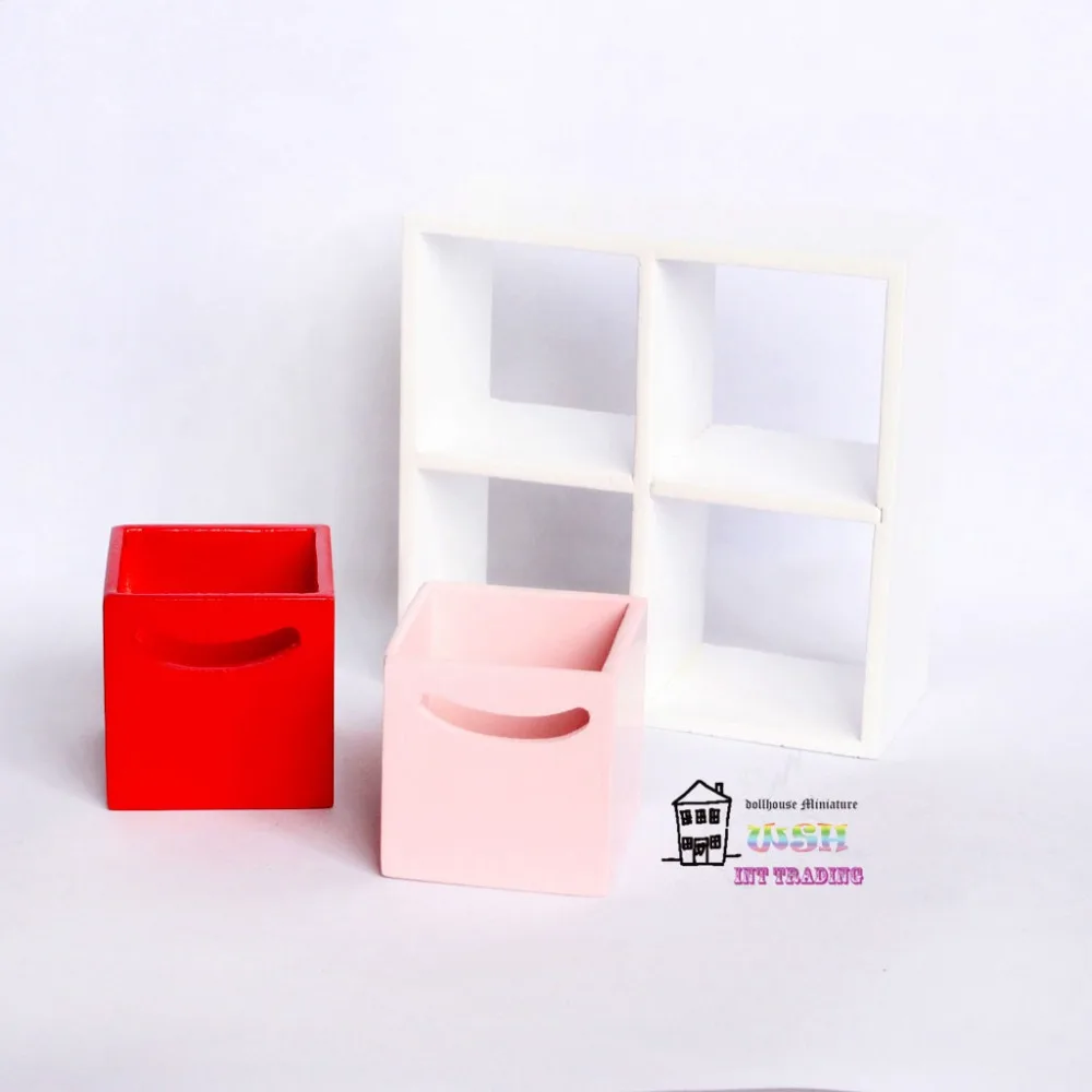 

Dollhouse Miniature 3.35" Dolls Furniture 1/12 White Trellis Square Drawer Beautiful decorations 3PCS