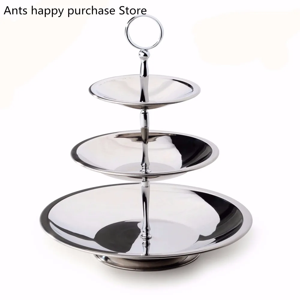 

Stainless steel fruit plate Tray Living room kitchen 3 tier fruit bowl Afternoon tea snack cake plate Wedding party tableware