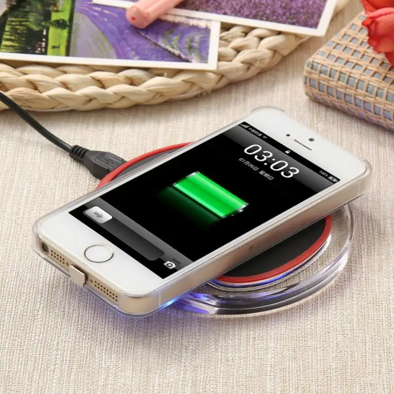 

NEW LED Lights Tablet Wireless Charger Qi Phone Charger for iPhone 6 6S 5 SE 5S Wireless Charging Kit with Anti-slip Base
