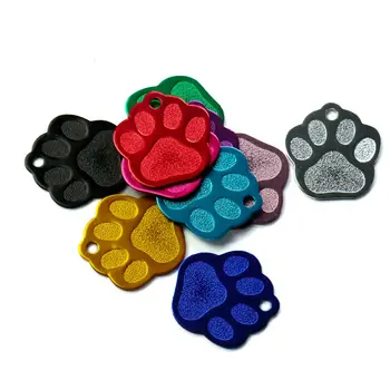 

Wholesale 20Pcs PAW Shape 3D Exquisite Personalized Pet Dog ID Tags Custom Engraved Name Phone No. Cat For Dog Pet Accessories