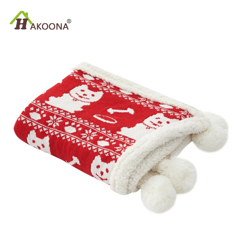 HAKOONA Dog Baby Blanket Double Thick Pom Thows Blanket For Children