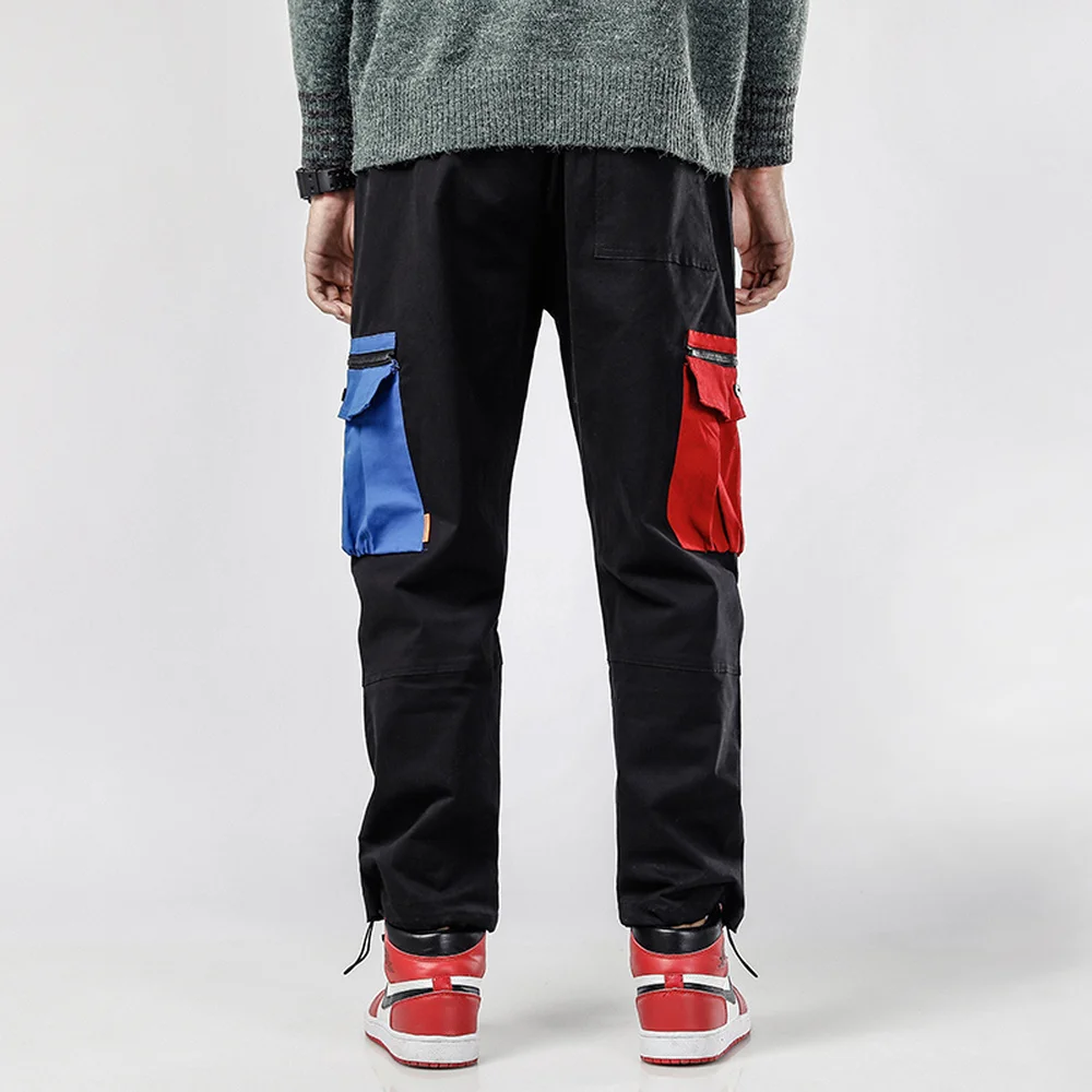 Men Large Pockets Decorative Contrast Color Tooling Beam Foot Casual Pants Youth Retro Trend Joggers Sweatpants Trousers Men Large Pockets Decorative Contrast Color Tooling Beam Foot Casual Pants Youth Retro Trend Joggers Sweatpants Trousers