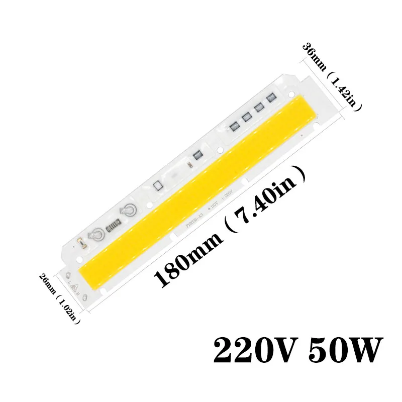 Светодиодный чип AC220V 50 Вт длинная полоса света высокой Мощность светодиодный светильник светодиодный свет COB Панель с лампочками бескорпусный чип источник света Теплый Холодный белый - Испускаемый цвет: Warm White 50W  220V