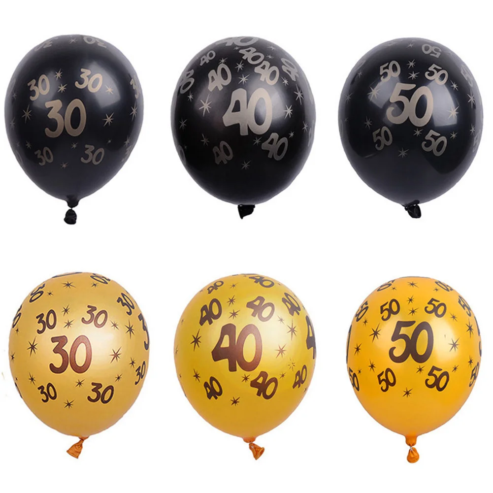 

10Pcs/Lot 12inch 30/40/50 Anniversary Balloons Happy Birthday Inflatable Air Balls Balloons Adults Aged Birthday Decor Supplies