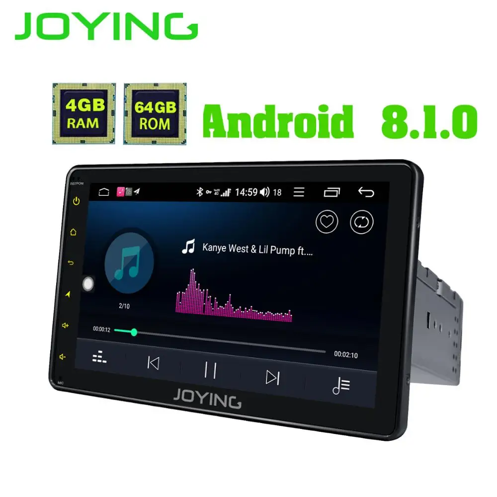 Excellent JOYING Android 8.1 car radio 1 din stereo head unit Octa Core 8"HD Screen 4GB ram 64GB ROM support 4G DSP Split Screen SWC audio 2