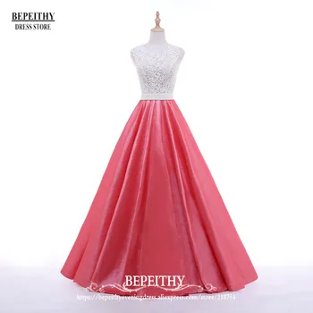 

New Arrival Lace Bodice Pearls Waistline Long Evening Dress 2020 Vintage Prom Dresses Robe De Soiree Fast Shipping Vestido Longo