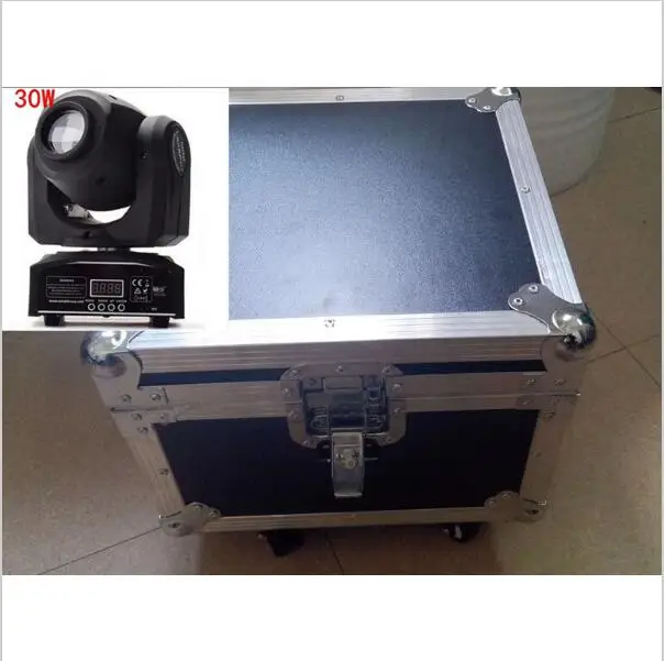

4PCS 30W mini Moving Head + flightcase LED Spot Moving Head Light/USA Luminums 30W LED DJ Spot Light