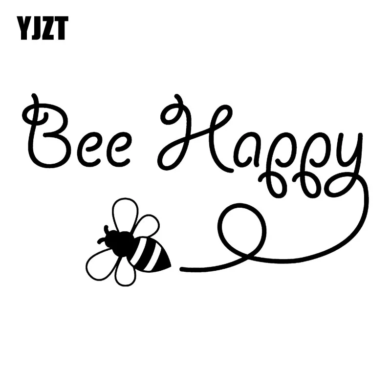 YJZT 15 4 см * 8 5 пчела счастливый Дизайн Виниловая наклейка для автомобиля
