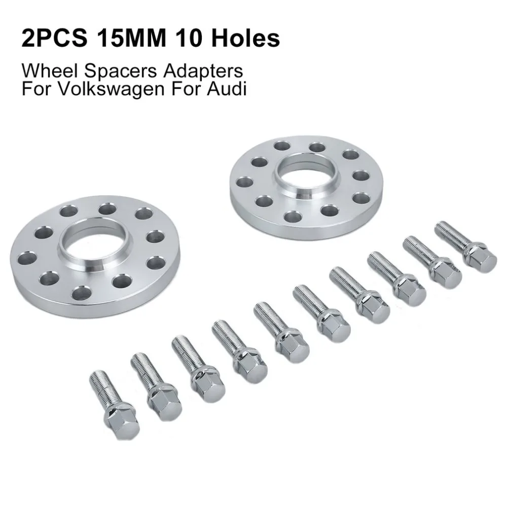 

(Ship From UK) Professional 2pcs 15mm Auto Cars Parts 10 Holes Wheel Spacers Adapters Kit Replacement For Volkswagen For Audi