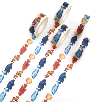 

1 PCS Creative Sea Fish Washi Tape Adhesive Paper Tape School Office Supplies DIY Scrapbooking Decorative Sticker Tape