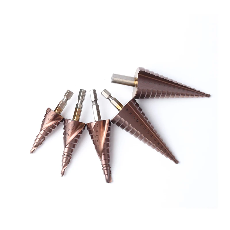 DIY HSS-CO M35 Hexagonal Shank Spiral Groove Step Drill Bit Metal Cone Step Drill Bit Stainless Steel Hole Saw Hole Cutter