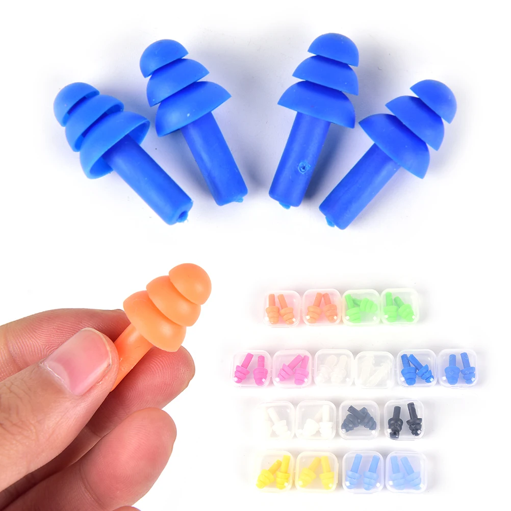 Zooshine 4 Sets Waterproof Swimming Earplugs Ear Plug For Swim,Protect Water From Entering Ears In Swimming Showering Adults Size Blue