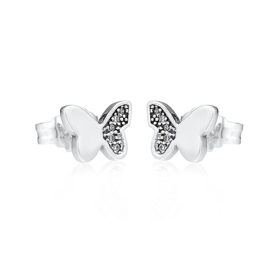 

CKK Silver 925 Jewelry Butterfly Silver Stud Earrings For Women Valentine's day Gift Original Sterling Silver Earrings