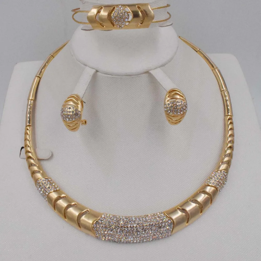 

Fani Bridal Gift Nigerian Woman Wedding African Beads Jewelry Set Brand Dubai Gold Colorful Jewelry Sets Wholesale design