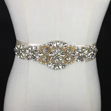 Золотая аппликация из горного хрусталя ручной работы пояс невесты хрустальный свадебный пояс с жемчужные бусины для свадьбы вечернее платье для выпускного вечера