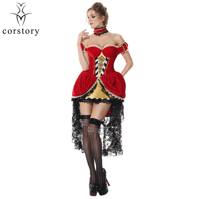 Красное платье-корсет Corstory Deluxe маскарадный костюм на Хэллоуин классический