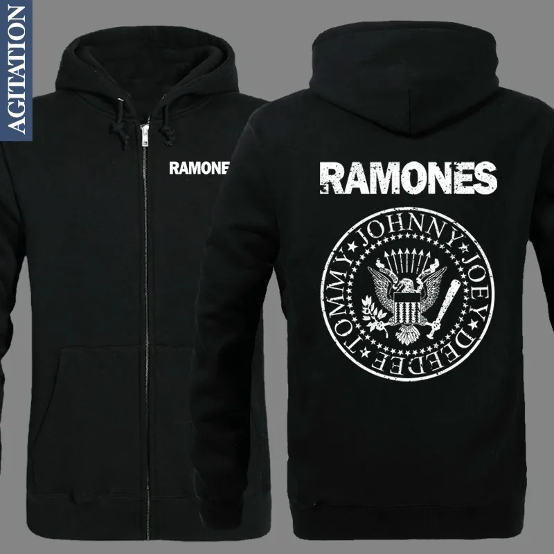 Fashion Design Fleece Hoodies Casual Jacket Men Rock Band Ramons Punk