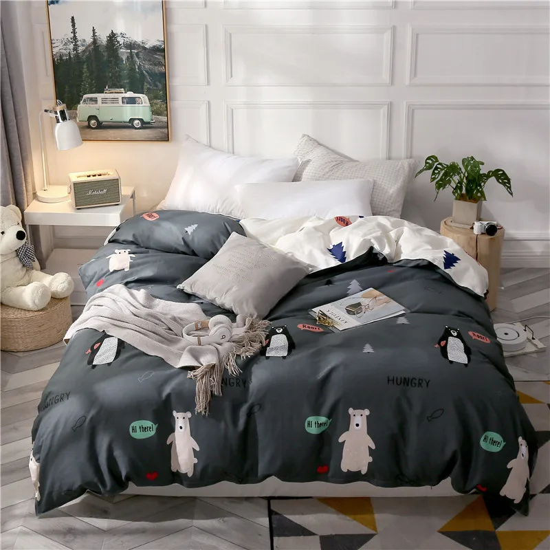 

The Latest Simple And Stylish Cotton Quilt Cover Bear Print Quilt Cover Comfortable Soft Home Bedding Quilt Cover
