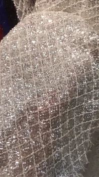 

stock YF033#Mesh grid beads sequined embroidered gauze wedding cloth for wedding dresses alibaba express