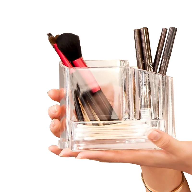 

XUNZHE High Quality Eyebrow box Cotton Swabs Stick Clear Acrylic Storage Box Holder Transparent Cosmetic Makeup Organizer Case