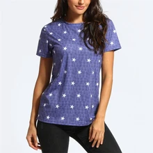 KLV женская фиолетовая футболка Летняя с коротким рукавом Звезда печатная Футболка Топы Harajuku новые модные топы футболки женская футболка feminina