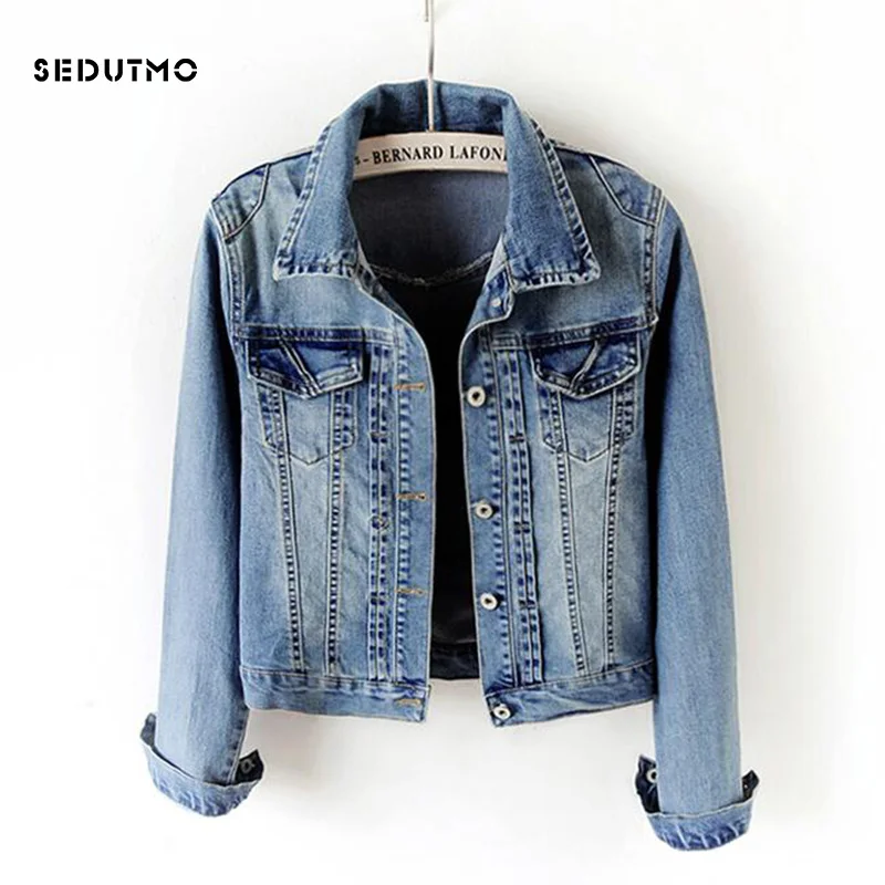 SEDUTMO 2018 размера плюс 5XL джинсовая куртка для женщин Boyfriend Denim пальто Уличная обувь