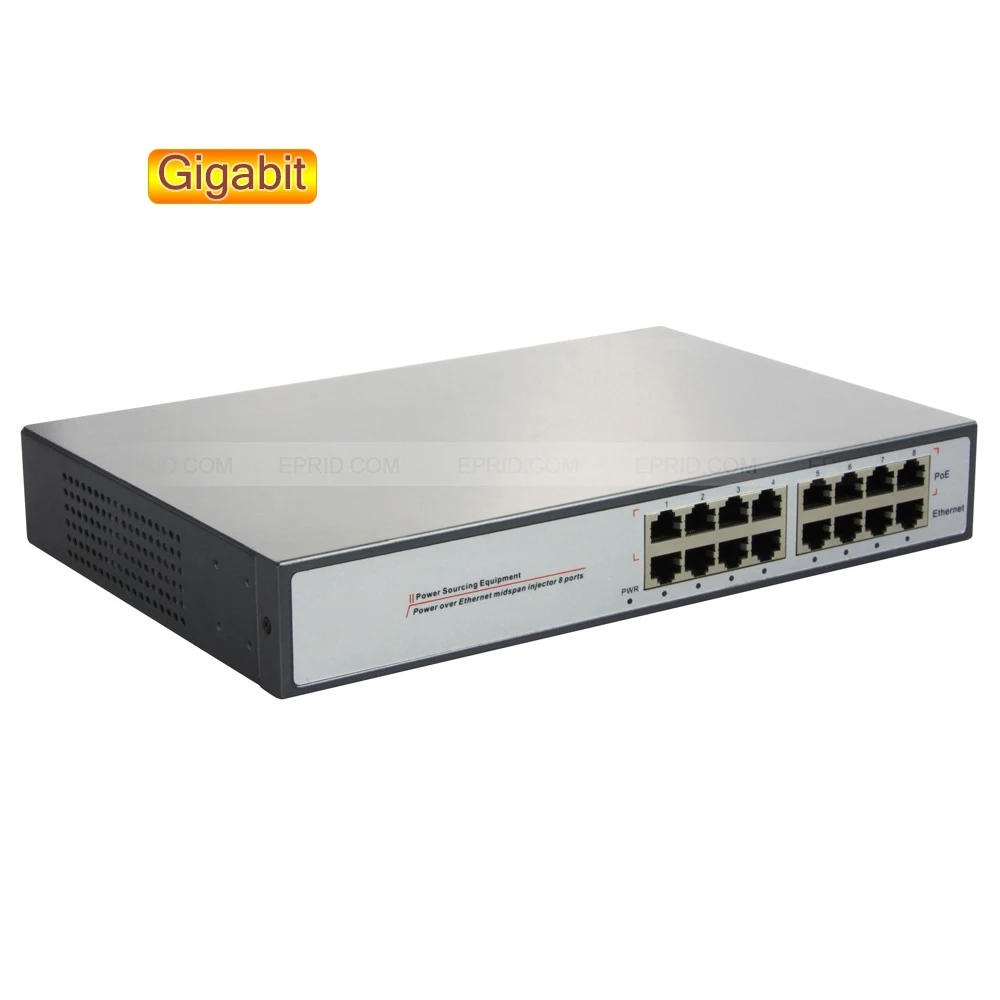 8 In Out Port 1000 Mbps Power over Ethernet Injector Passive PoE 802.3at 25.5W | Безопасность и защита