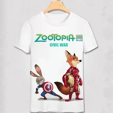 Zootopia майка новый мультфильм лето мужчин ник фокс джуди кролик 3D печать гражданская война дизайн топ ти Kcco Tshirt подарок любовника